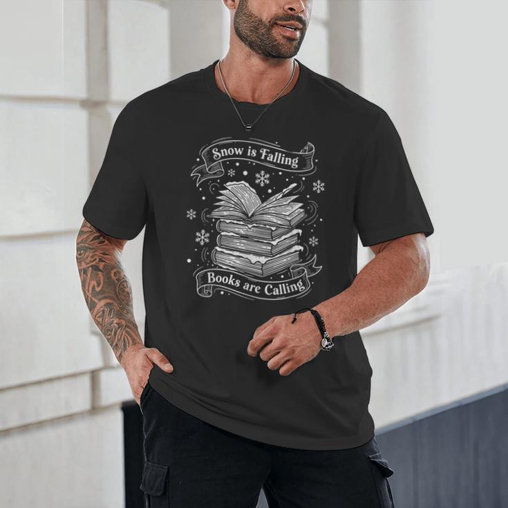 Snow Is Falling Books Are Calling Winter Reading Unisex T-Shirt Snow Is Falling Books Are Calling Winter Reading Unisex T-Shirt