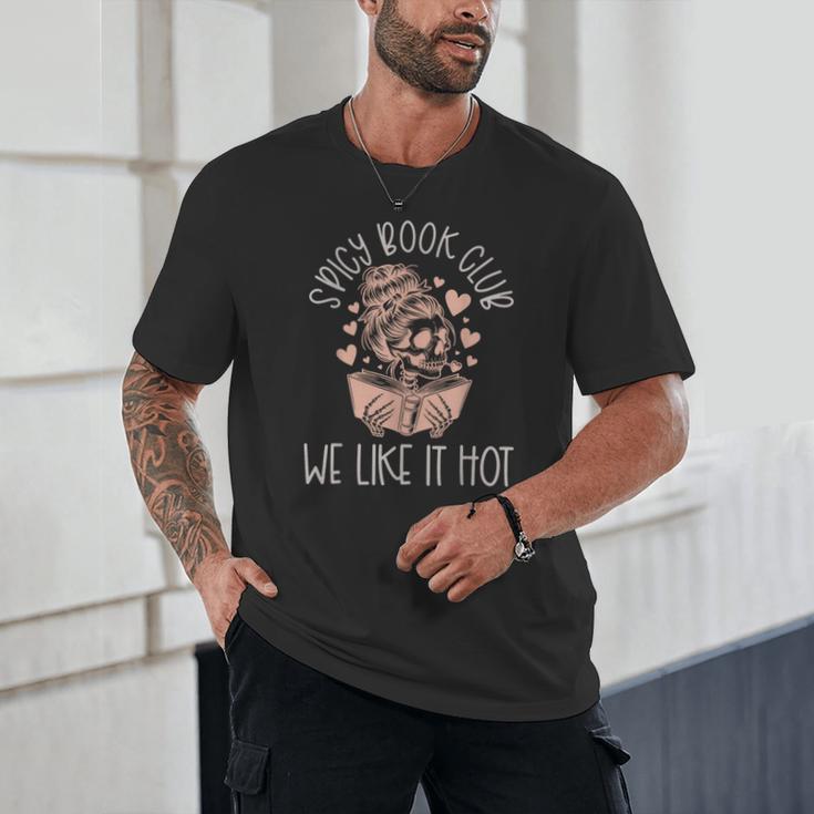 Spicy Book Club Dark Romance Reader Spicy Bookish Skeleton Unisex T-Shirt Spicy Book Club Dark Romance Reader Spicy Bookish Skeleton Unisex T-Shirt