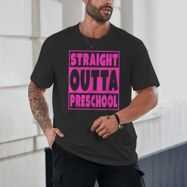 Straight Outta Preschool Class Graduation Pink Unisex T-Shirt