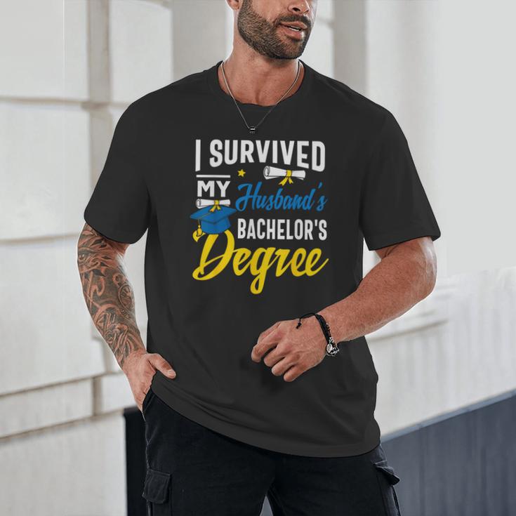 i Survived My Husbands Bachelors Degree Graduation Gifts Unisex T-Shirt