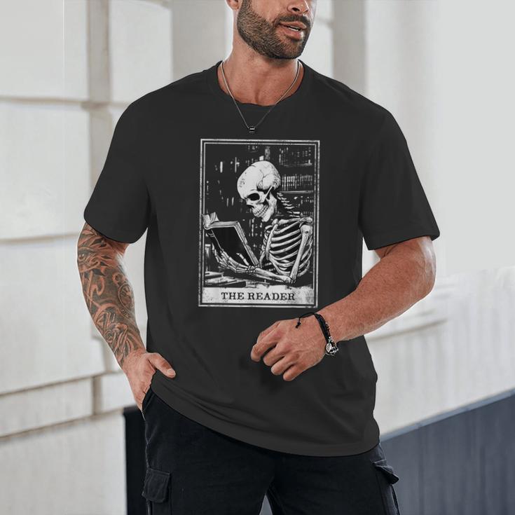 Tarot Card Shirt The Reader Tarot Skeleton Reading Book Unisex T-Shirt