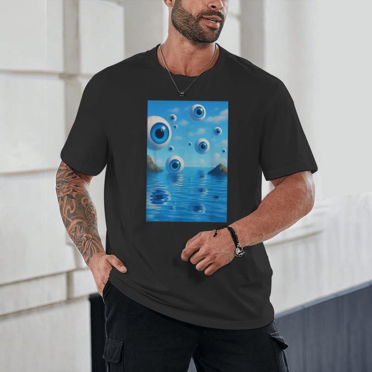 Trippy Weirdcore Frutiger Aero Surreal Eyeballs Y2K Unisex T-Shirt