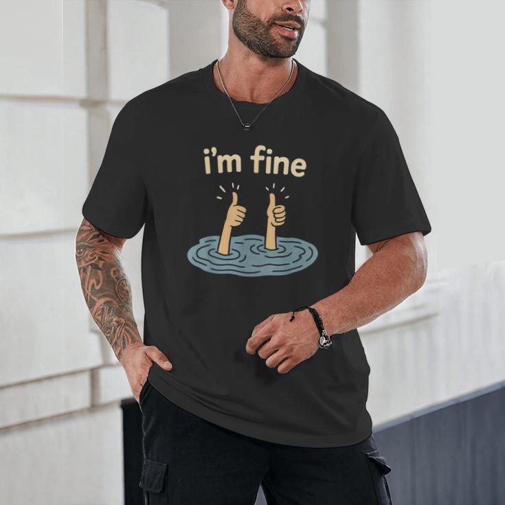 Two Thumbs Up I'm Fine Sarcastic Meme Introvert Humor Unisex T-Shirt