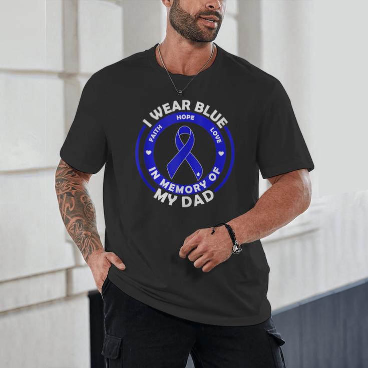 I Wear Blue In Memory Of My Dad Colon Cancer Awareness Unisex T-Shirt