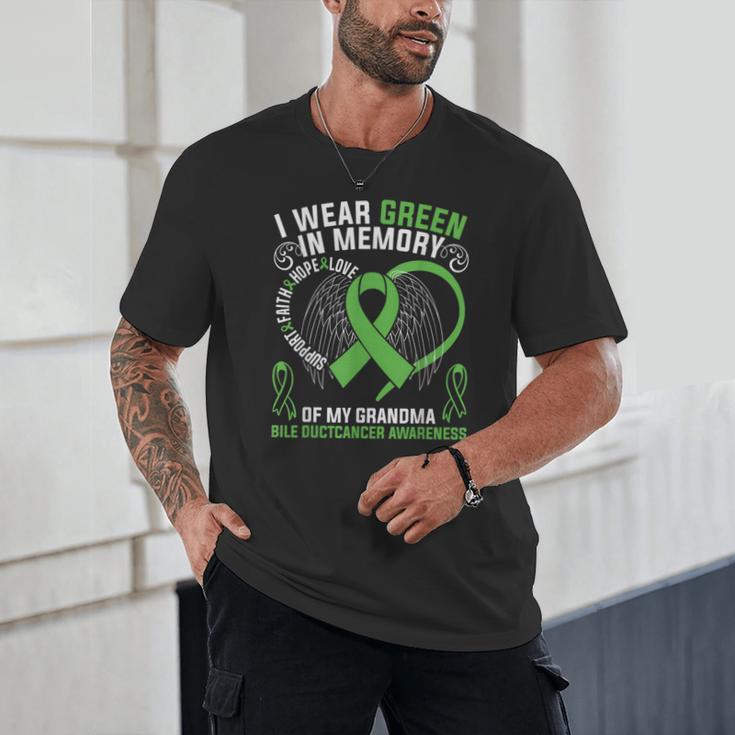 I Wear Green In Memory Of My Grandma Bile Duct Cancer Aware Unisex T-Shirt