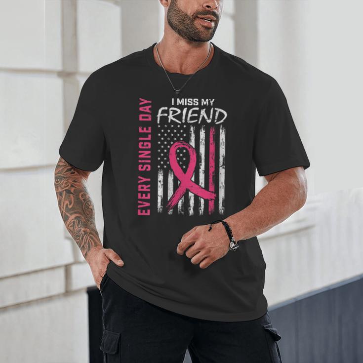 I Wear Pink In Memory Of Friend Breast Cancer Awareness Flag Unisex T-Shirt I Wear Pink In Memory Of Friend Breast Cancer Awareness Flag Unisex T-Shirt