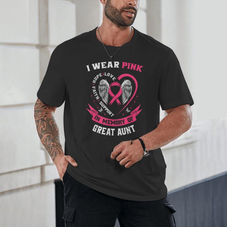 I Wear Pink In Memory Of Great Aunt Breast Cancer Shirts Tee Unisex T-Shirt
