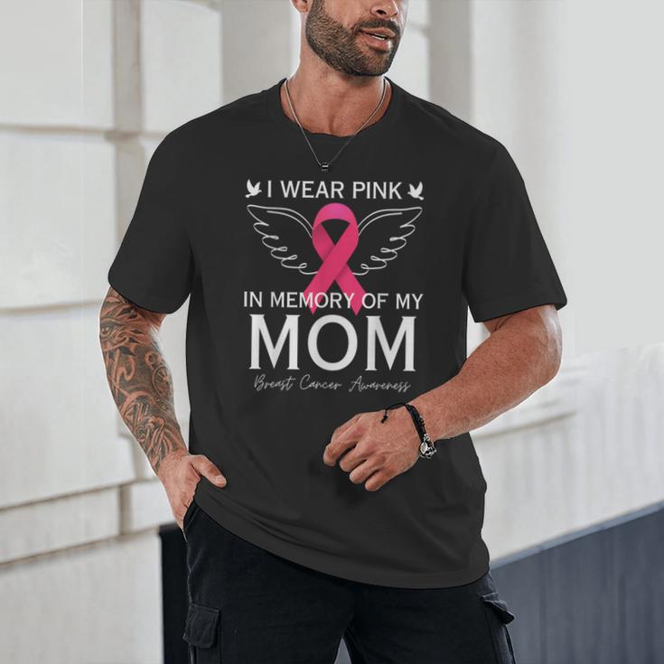 I Wear Pink In Memory Of My Mom Shirt Angel In Heaven Memory Unisex T-Shirt