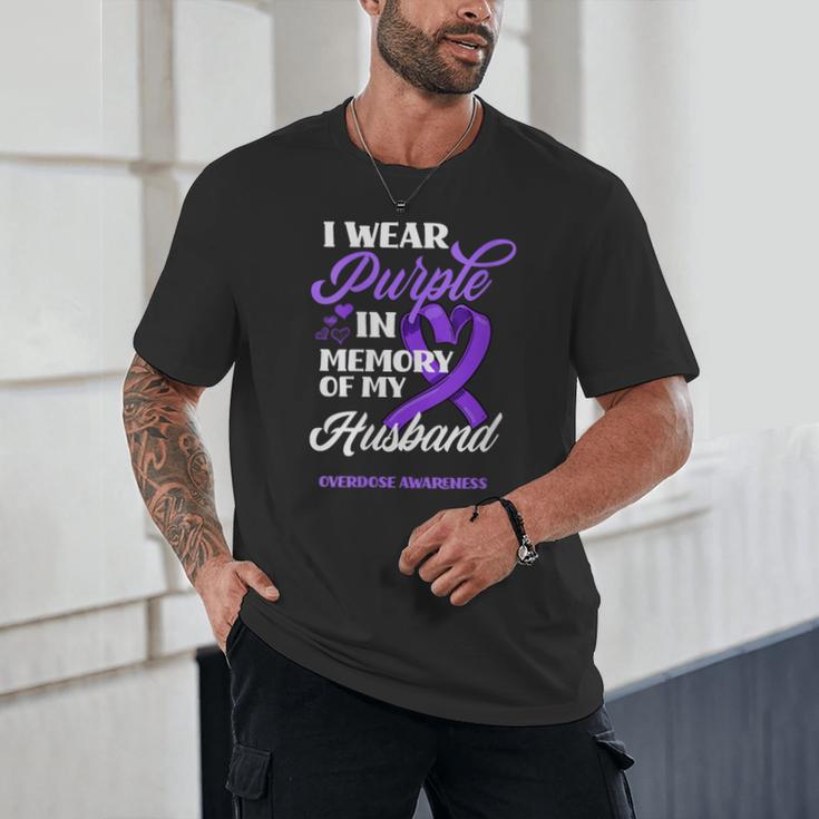 I Wear Purple In Memory Of My Husband Overdose Awareness Unisex T-Shirt I Wear Purple In Memory Of My Husband Overdose Awareness Unisex T-Shirt