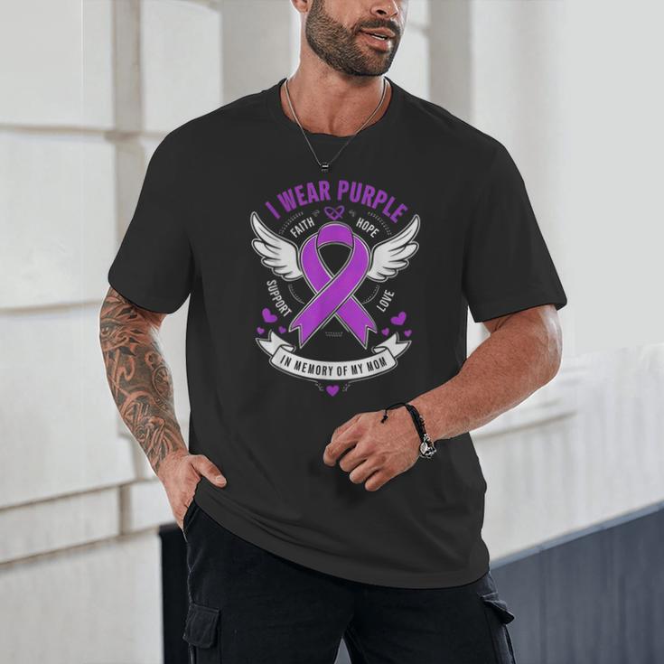 I Wear Purple In Memory Of My Mom Alzheimers Awarenesss Unisex T-Shirt