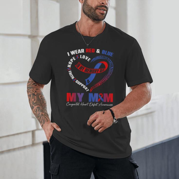 I Wear Red & Blue In My Memory Of My Mom CHD Awareness Month Unisex T-Shirt