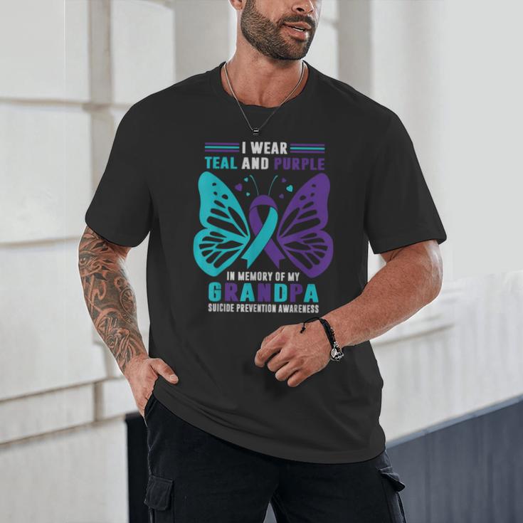 I Wear Teal And Purple In Memory Of My Grandpa Unisex T-Shirt