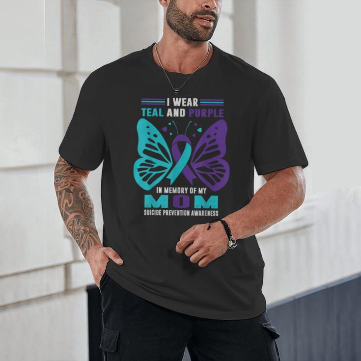 I Wear Teal And Purple In Memory Of My Mom Unisex T-Shirt
