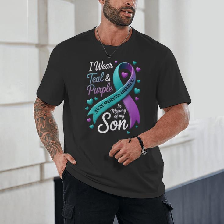 I Wear Teal And Purple In Memory My Son Suicide Prevention Unisex T-Shirt