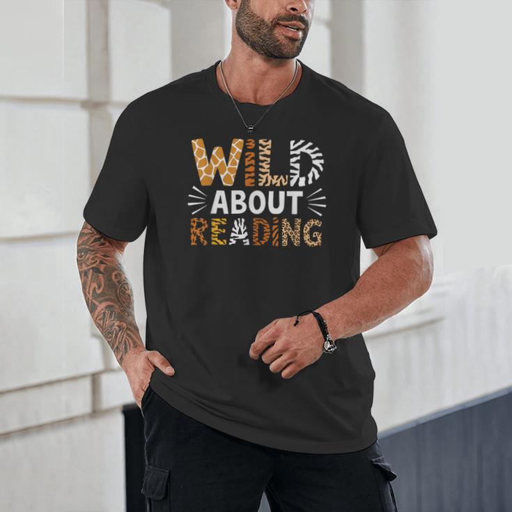 Wild About Reading Animal Bookworm Library Book Lover Reader Unisex T-Shirt