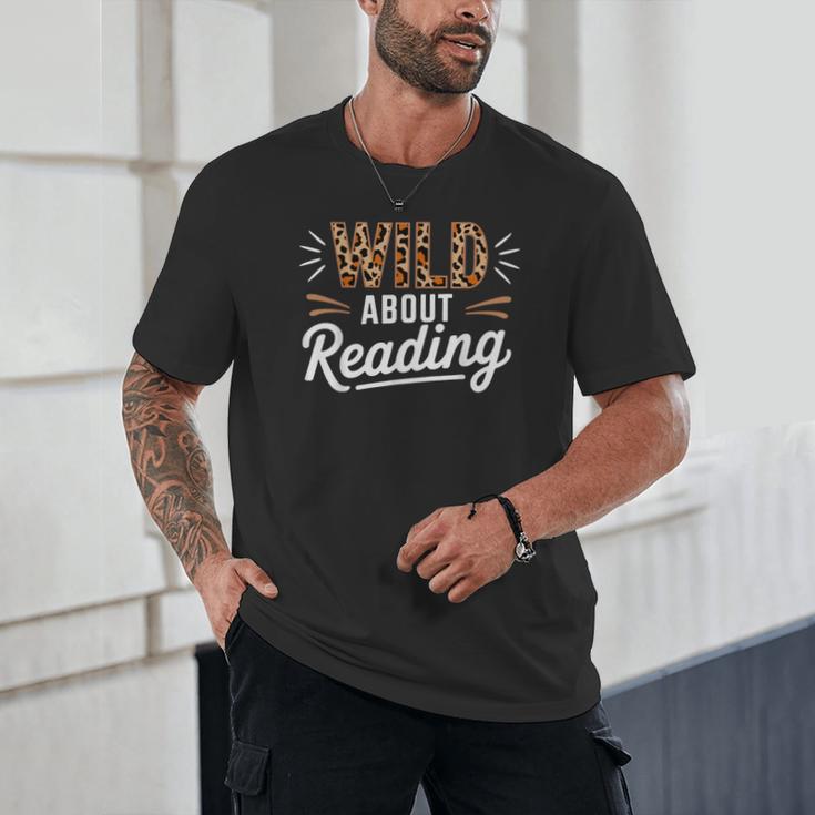 Wild About Reading Books Reader Lover Bookworm Leopard Print Unisex T-Shirt