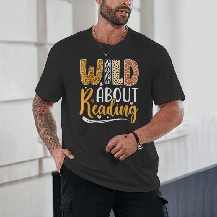 Wild About Reading Lover Bookworm Library Teacher Zoo Animal Unisex T-Shirt Wild About Reading Lover Bookworm Library Teacher Zoo Animal Unisex T-Shirt