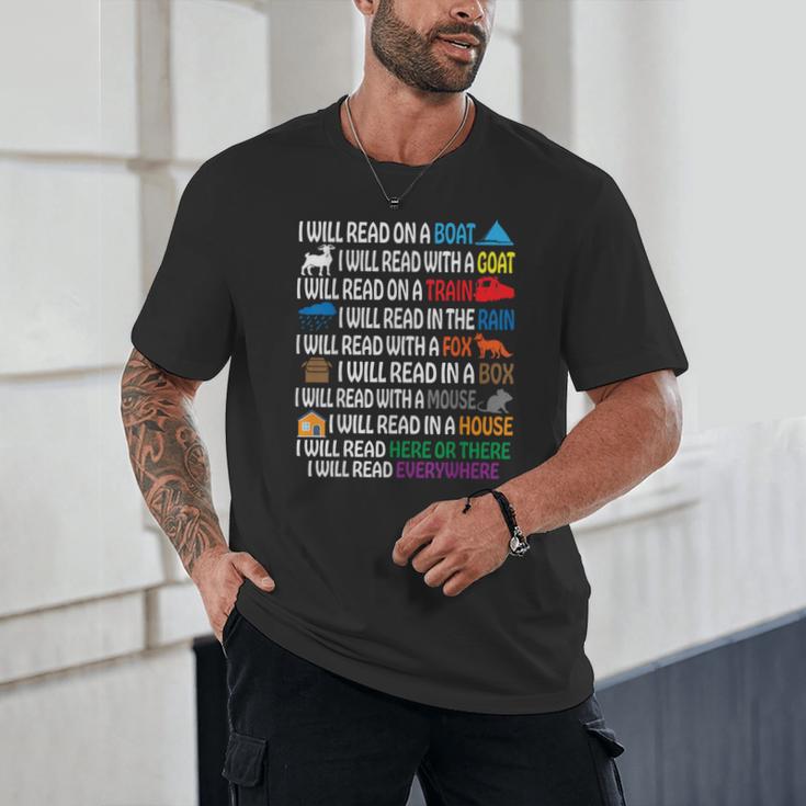 I Will Read Books On A Boat & Everywhere Reading Kids Book Unisex T-Shirt I Will Read Books On A Boat & Everywhere Reading Kids Book Unisex T-Shirt