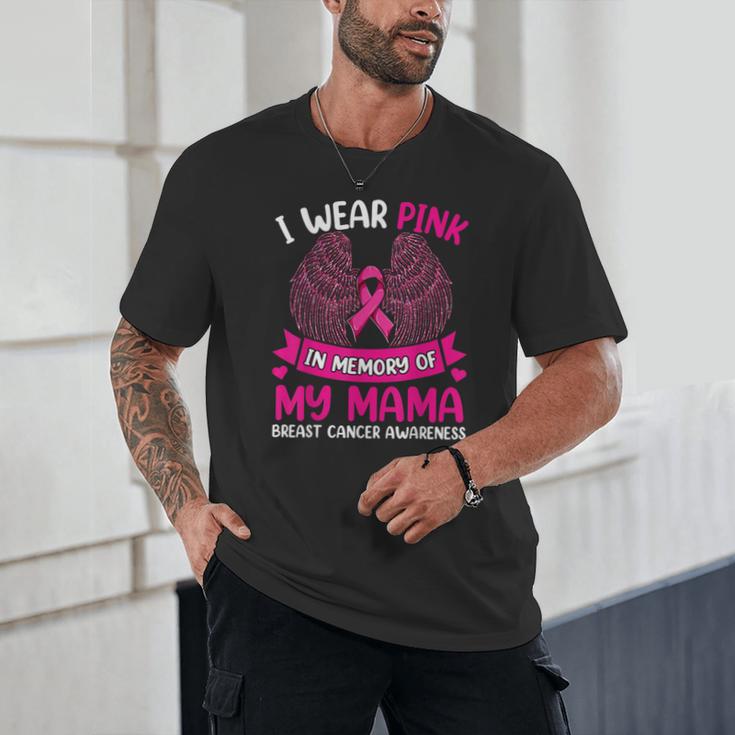 Wings Breast Cancer Shirt I Wear Pink In Memory Of My Mama Unisex T-Shirt