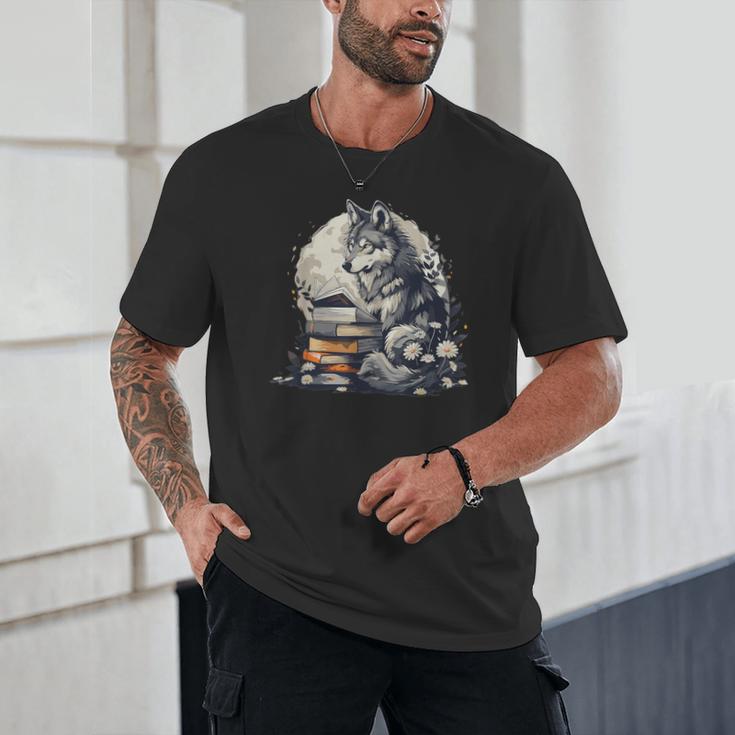 Wolf Reading Book Librarian Library Wolves Unisex T-Shirt Wolf Reading Book Librarian Library Wolves Unisex T-Shirt
