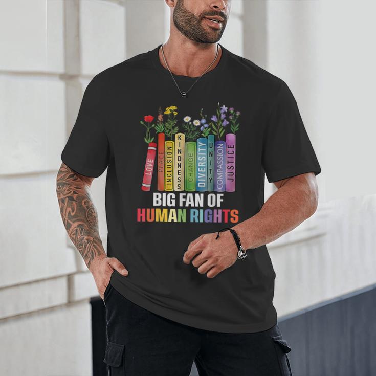Women Floral Book Big Fan Of Human Rights Liberal Protest Unisex T-Shirt