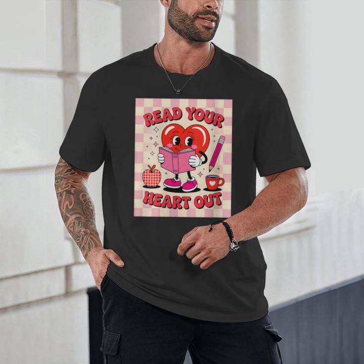 Women's Read Your Heart Out Groovy Bookish Valentine Day Women Girls Unisex T-Shirt
