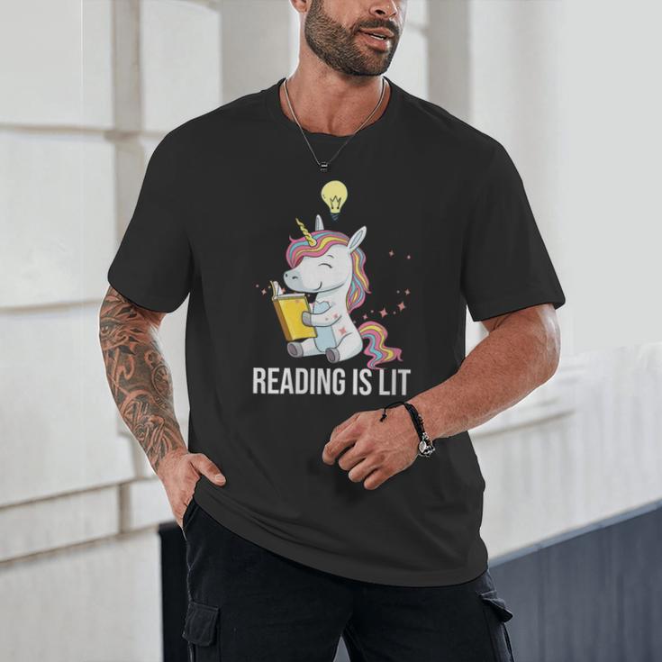 Women's Reading Is Lit Unicorn Library English Teacher Book Lover Unisex T-Shirt Women's Reading Is Lit Unicorn Library English Teacher Book Lover Unisex T-Shirt