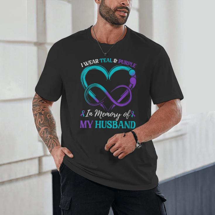 Women's I Wear Teal & Purple In Memory Of My Husband Unisex T-Shirt Women's I Wear Teal & Purple In Memory Of My Husband Unisex T-Shirt