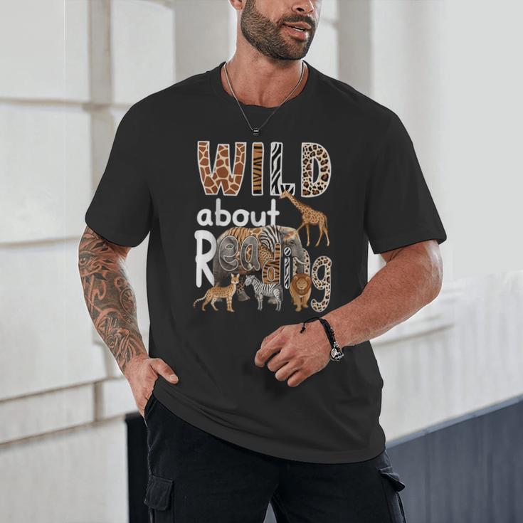 Zoo Animals Wild About Reading Books Reader Lover Librarian Unisex T-Shirt Zoo Animals Wild About Reading Books Reader Lover Librarian Unisex T-Shirt