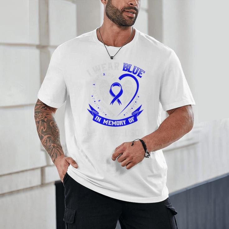 Blue In Memory Of Grandson Colon Cancer Awareness Shirts Premium Unisex T-Shirt