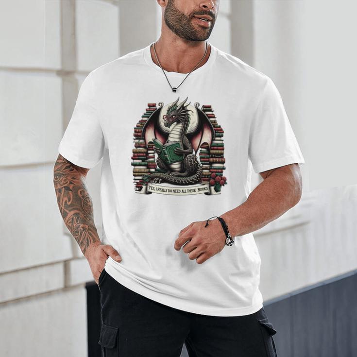 Book Dragon Yes I Really Do Need All These Books Unisex T-Shirt Book Dragon Yes I Really Do Need All These Books Unisex T-Shirt