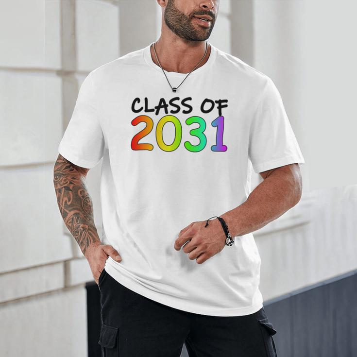 Class Of 2031 Pre-K -12th Grade Hand Prints Space Graduation Unisex T-Shirt