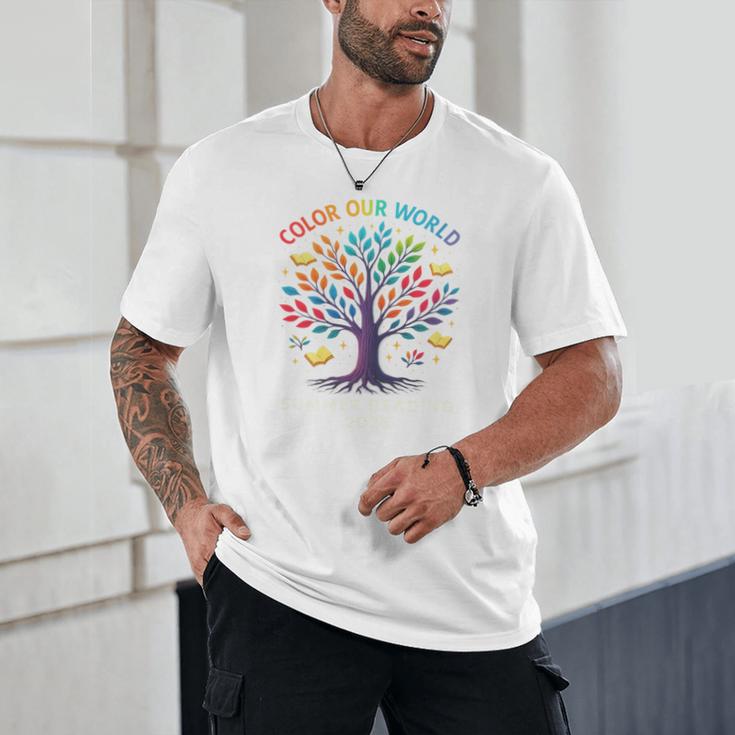 Color Our World Summer Reading Program 2025 Trippy Book Tree Unisex T-Shirt