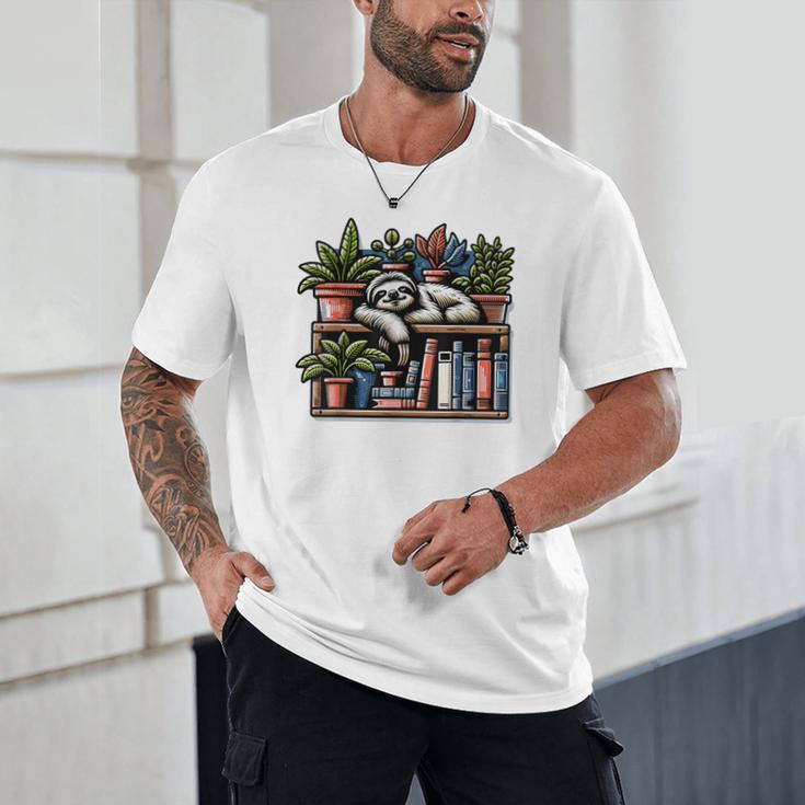 Cosy Sloth In Bookshelf With Plants Unisex T-Shirt Cosy Sloth In Bookshelf With Plants Unisex T-Shirt