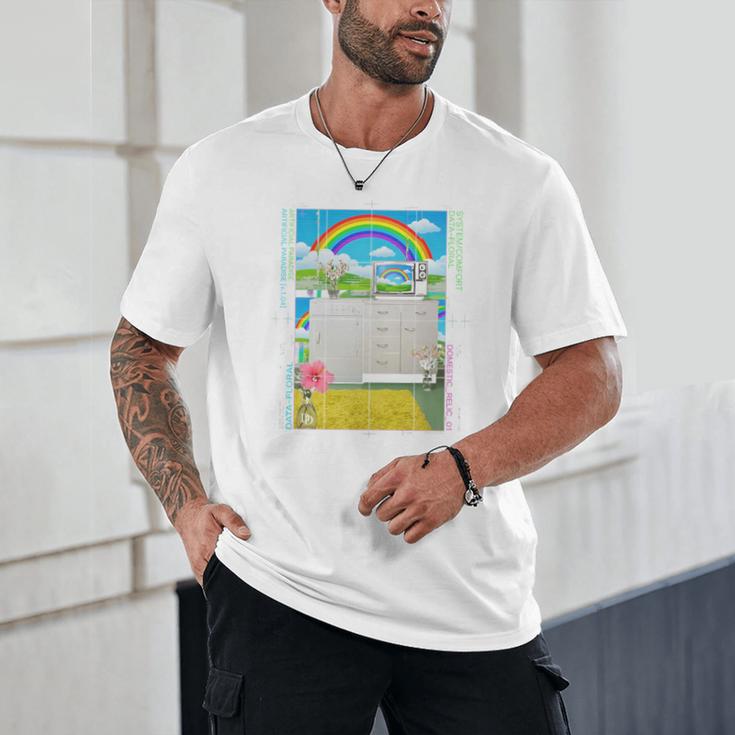 Frutiger Aero Aesthetic Rainbow Glitch Art Premium Tri-Blend Unisex T-Shirt