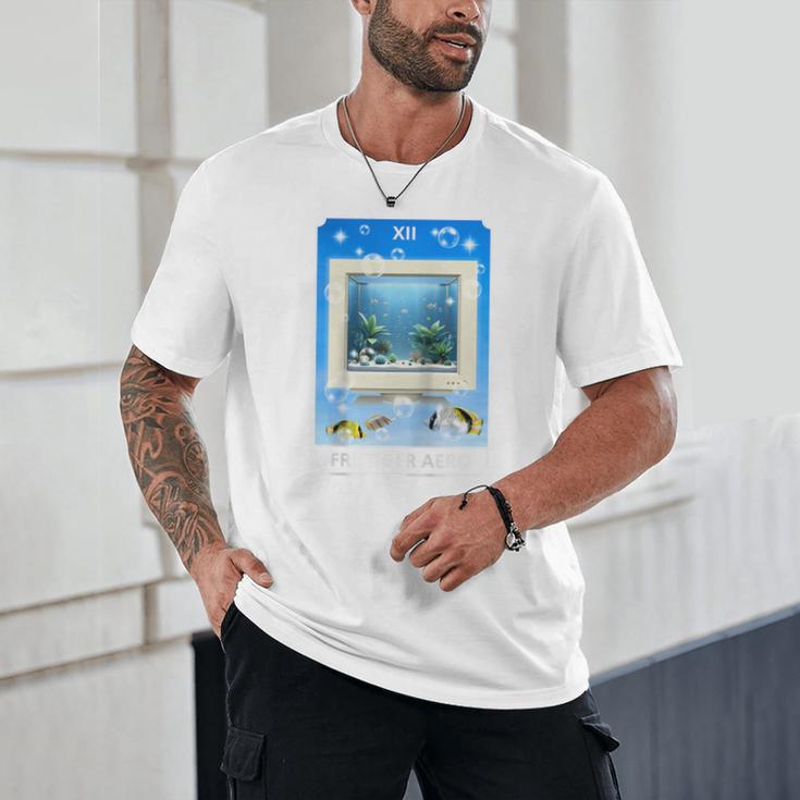 Frutiger Aero Aesthetic Tech Computer Aquarium Tarot Card Raglan Baseball Tee Unisex T-Shirt