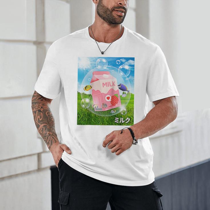 Frutiger Aero Aesthetic Tech Kawaii Strawberry Milk Fishes Raglan Baseball Tee Unisex T-Shirt Frutiger Aero Aesthetic Tech Kawaii Strawberry Milk Fishes Raglan Baseball Tee Unisex T-Shirt