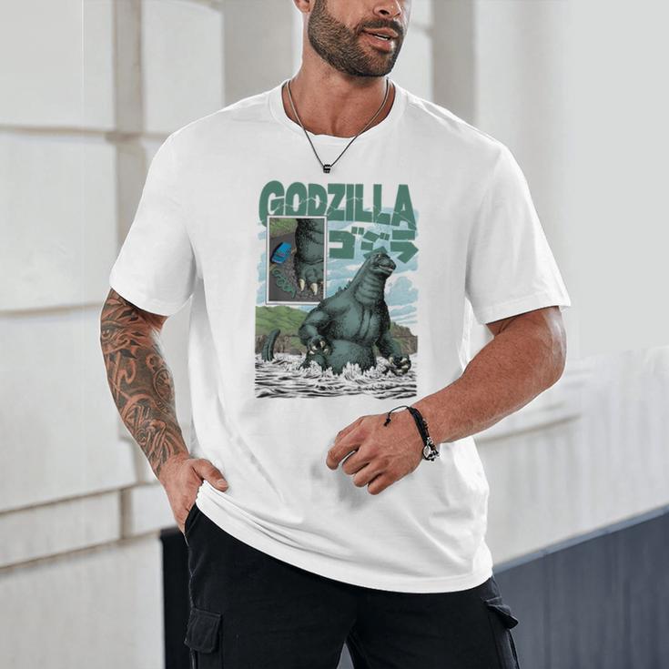 Godzilla Ocean Scene Comic Book Illustration Movie Monster Unisex T-Shirt