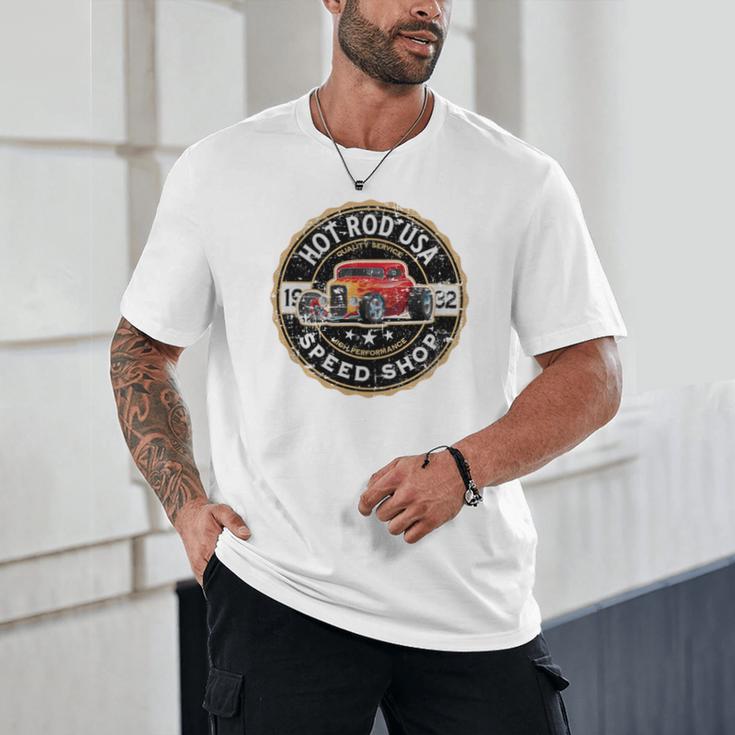 Hotrod Custom Car Automotive Nostalgia Distressed Premium Tri-Blend Unisex T-Shirt