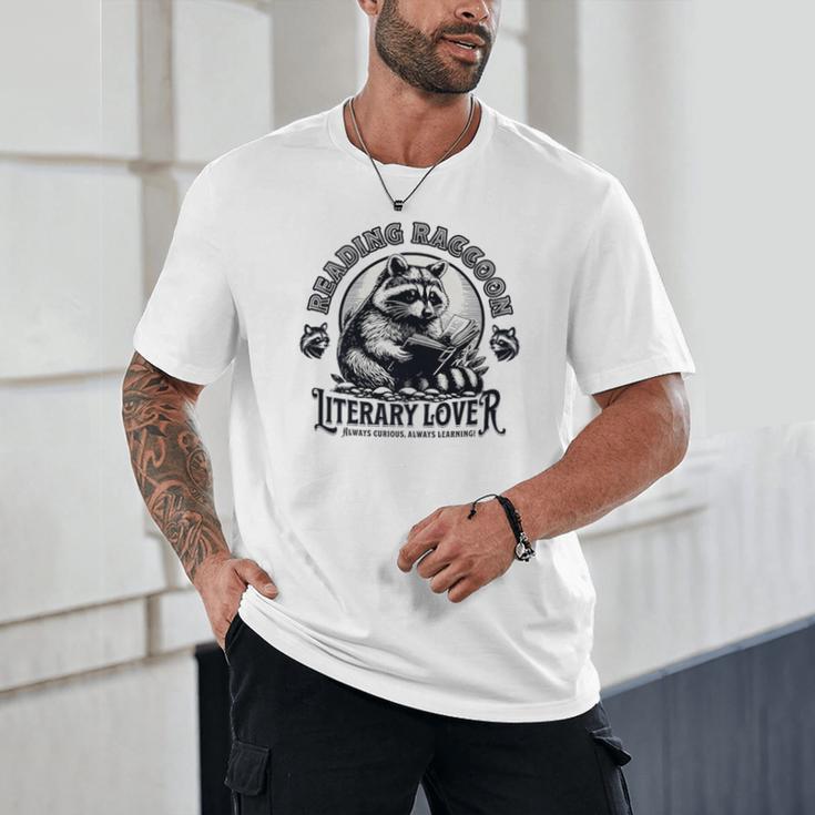 Literary Lover Reading Raccoon Books Premium Unisex T-Shirt Literary Lover Reading Raccoon Books Premium Unisex T-Shirt