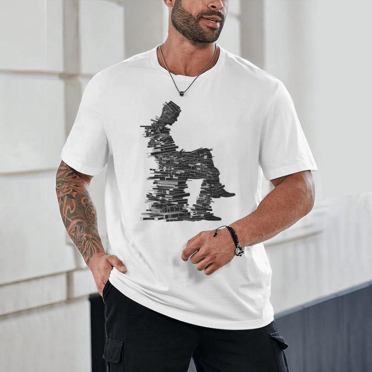 Men Pixel Art Geometric Book Human Drawing Graphic Men Unisex T-Shirt