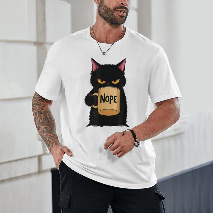 Nope Coffee Cat – Introvert Humor Monday Kitty Unisex T-Shirt Nope Coffee Cat – Introvert Humor Monday Kitty Unisex T-Shirt