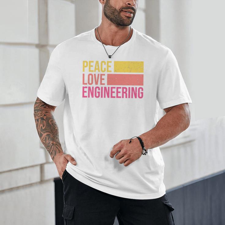Peace Love Engineering Engineer School Graduation Retro Unisex T-Shirt