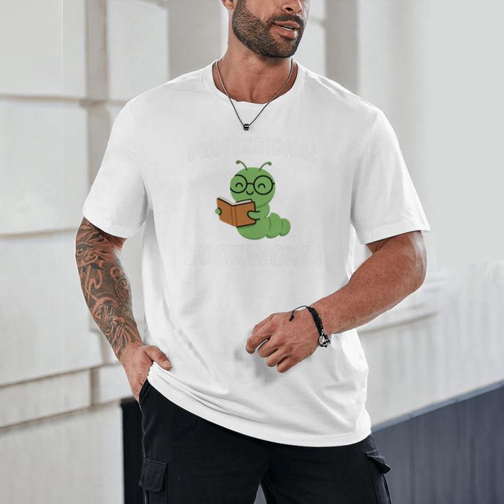 Professional Bookworm Reading Lover Cute Worm Glasses Book Unisex T-Shirt