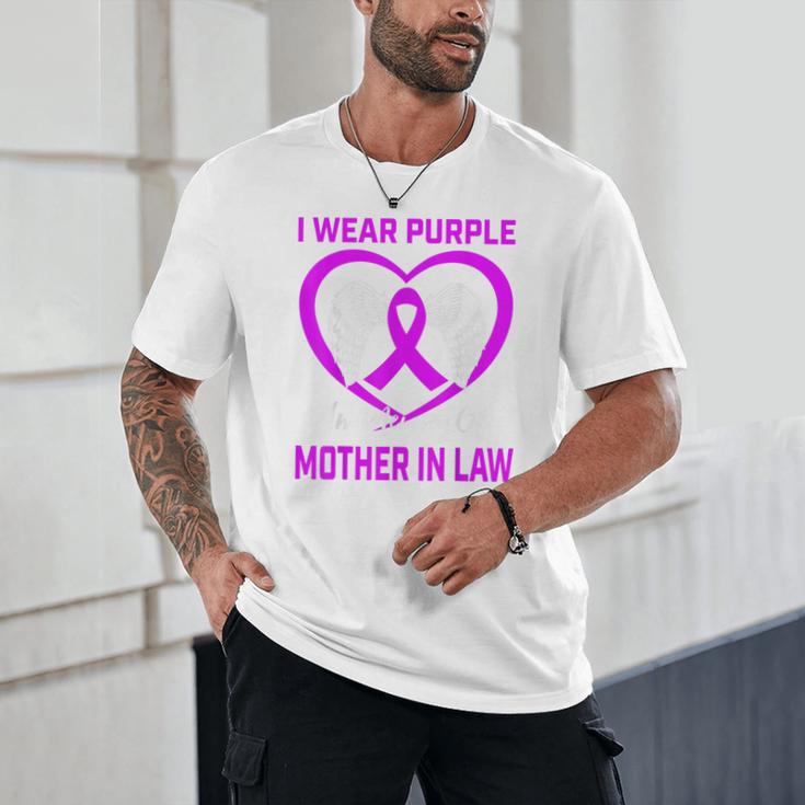 Purple In Memory Of Mother In Law Alzheimers Dementia Heart Unisex T-Shirt Purple In Memory Of Mother In Law Alzheimers Dementia Heart Unisex T-Shirt