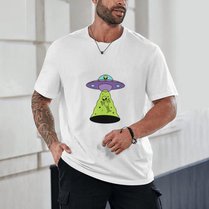 I Wanna Go Home Introvert UFO UAP Flying Saucer Trippy Alien Unisex T-Shirt