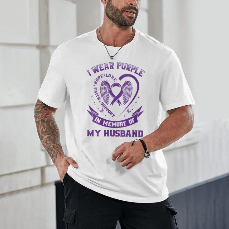 I Wear Purple In Memory Of My Husband Alzheimers Awareness Unisex T-Shirt I Wear Purple In Memory Of My Husband Alzheimers Awareness Unisex T-Shirt