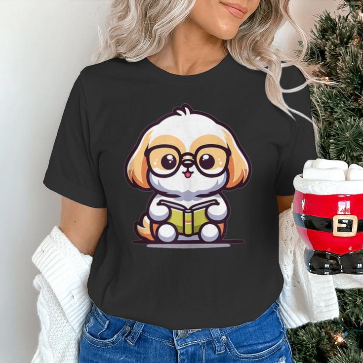 Adorable Book Lover Shih Tzu With Reading Glasses Cute Unisex T-Shirt