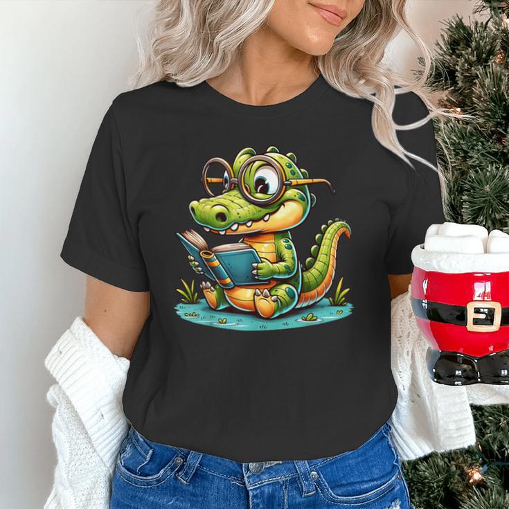Alligator Reading a Book Animal Unisex T-Shirt