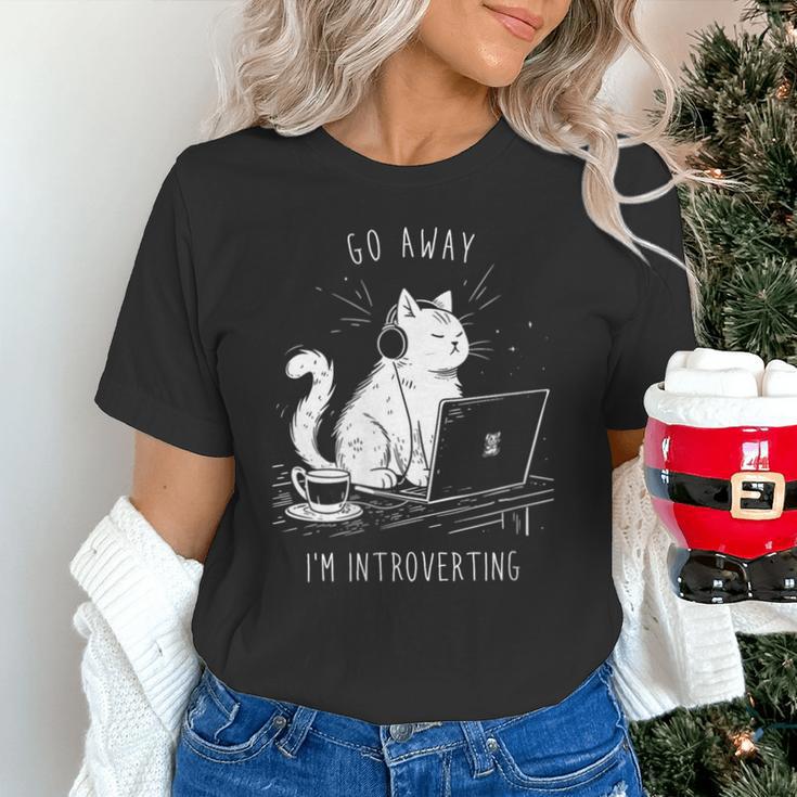 Antisocial Introvert Cat With Coffee On Computer Emo Goth Unisex T-Shirt Antisocial Introvert Cat With Coffee On Computer Emo Goth Unisex T-Shirt